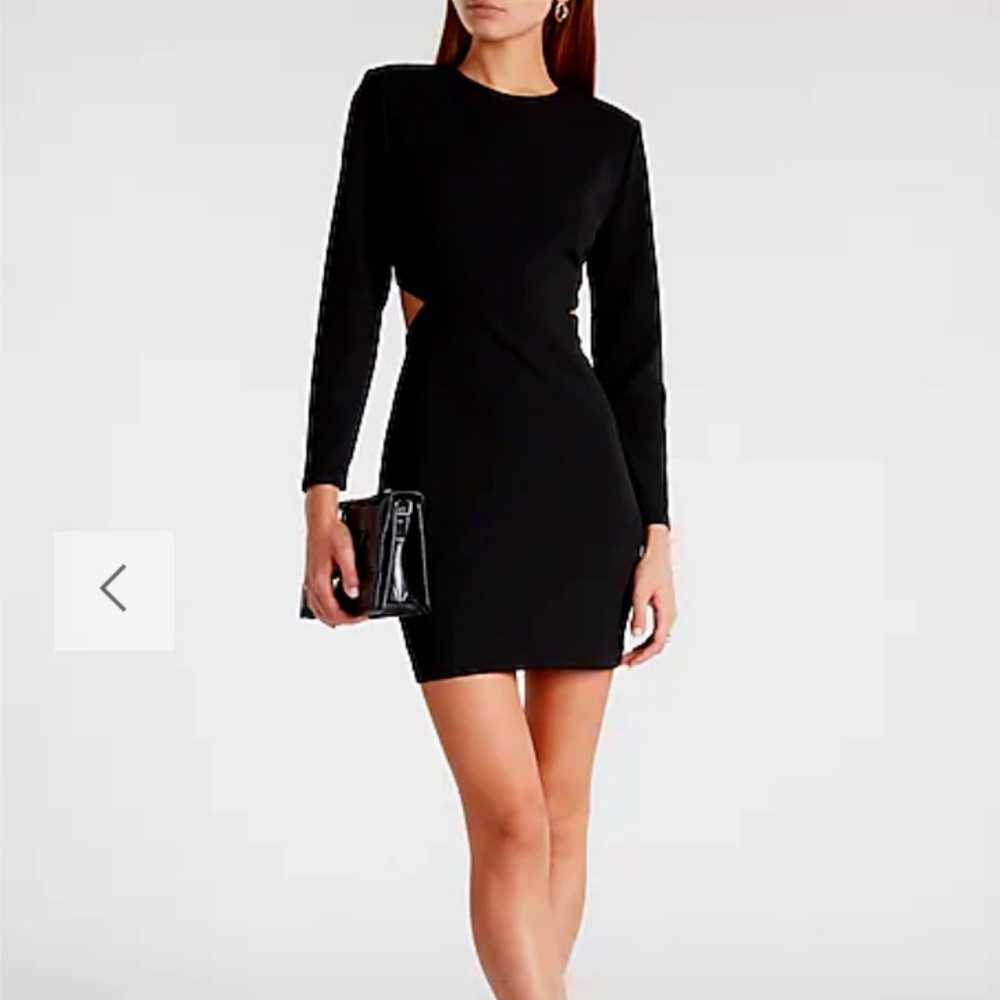 Express Strong Shoulder Side Cutout Mini Dress